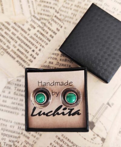 Обеци "Brass with Malachite"