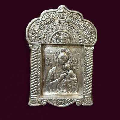 Света Богородица с Младенеца и гълъб - сребърна икона